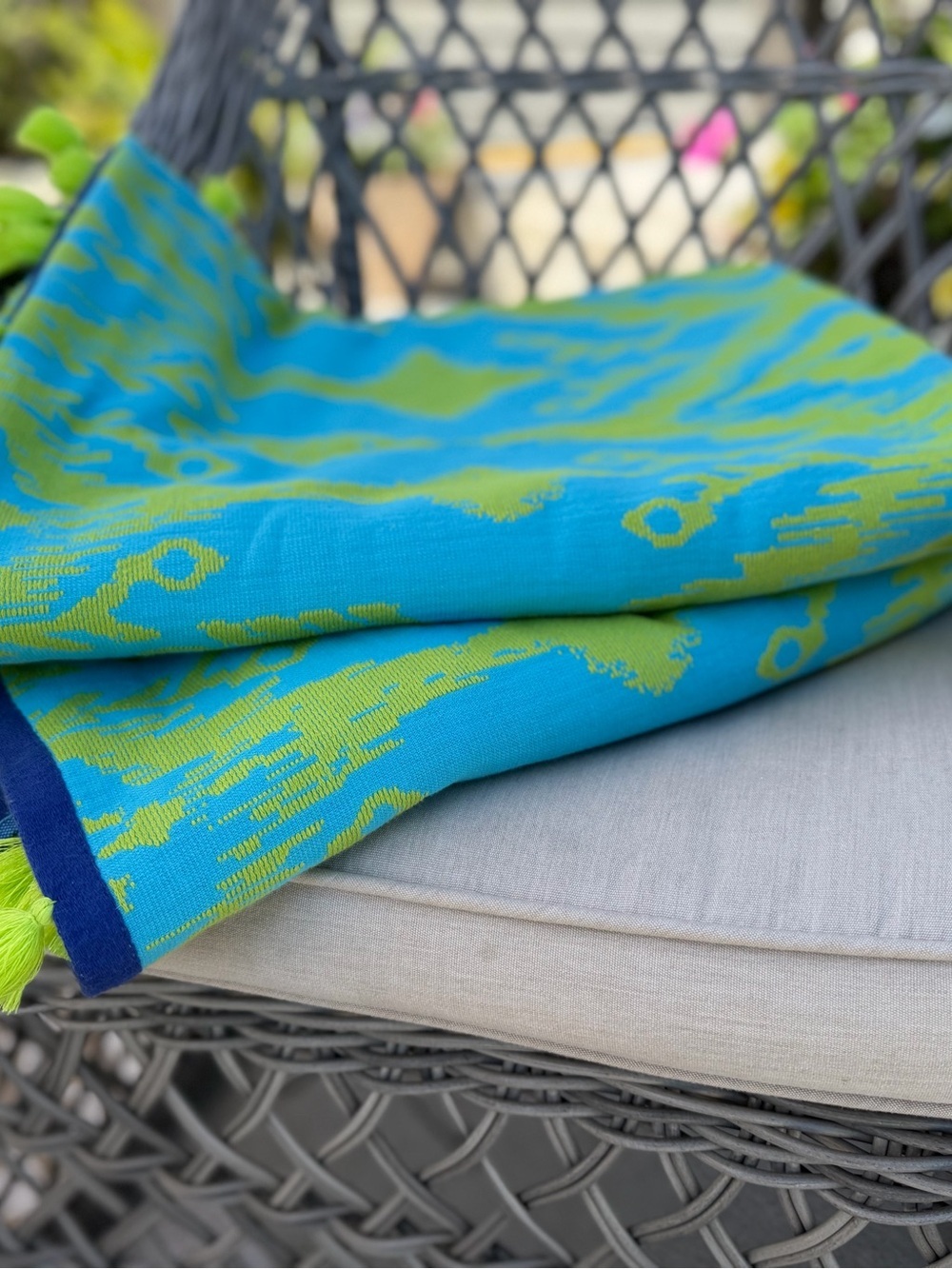 NWT John Robshaw Twl Peacock Turkish Cotton SET OF TWO Beach Towels Tassel Hem - Picture 6 of 8